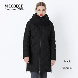 MIEGOFCE 2018 New Winter Women's Bio Fluff Outerwear Parkas Fashion Style High Quality Jacket With Scarf Warm Women Coat