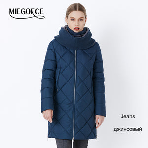 MIEGOFCE 2018 New Winter Women's Bio Fluff Outerwear Parkas Fashion Style High Quality Jacket With Scarf Warm Women Coat